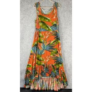 Soft Surroundings Fabiana Maxi Dress Womens Large Jersey Resort Tropical Aloha